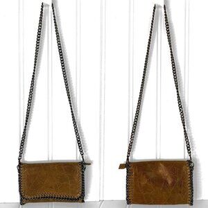 Borse in Pelle designer brown genuine leather  long metallic chain womens…